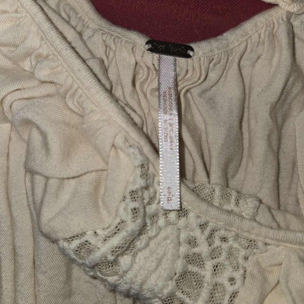 Free People Cream Blouse with Lace Detail